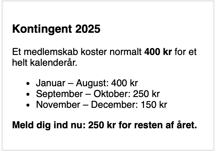 Kontingent Forslag